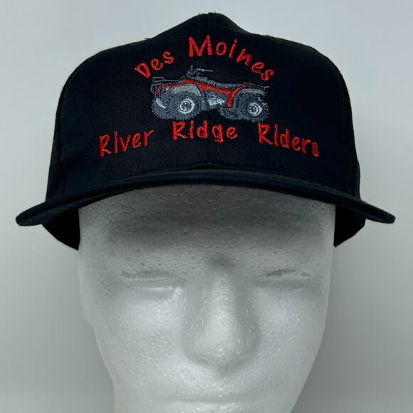 Vintage 90s Des Moines ATV Hat Baseball Cap Iowa Four Wheeler Snapback Black - Picture 2 of 9